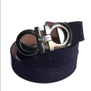 Salvatore Ferragamo Double Gancini Suede Belt